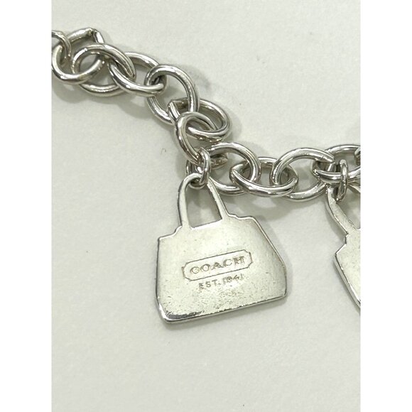 Coach Charm Bracelet Purses Sterling Silver .925 Vtg Multicolored Enamel 7.5” - Picture 10 of 17